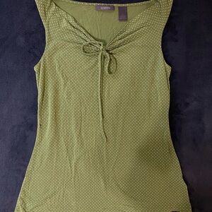 Liz Claiborne Green Polka Dot Top